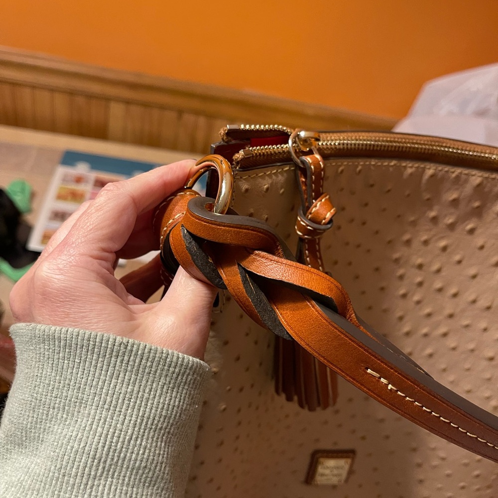 Dooney & Bourke Taupe Ostrich Twist Strap Hobo Bag - Picture 7 of 8